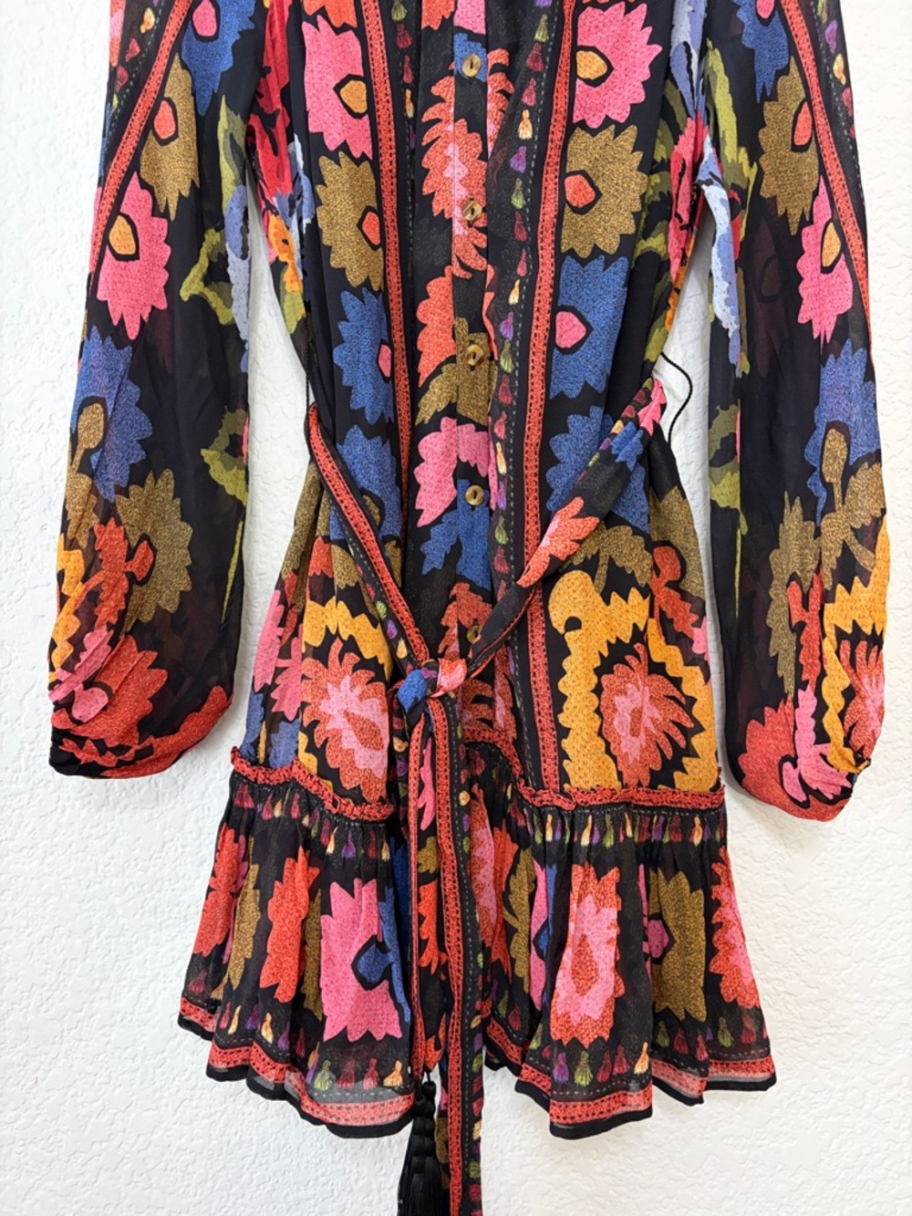Farm Rio Flowers Floral Long Sleeve Mini Dress - Picture 8 of 16